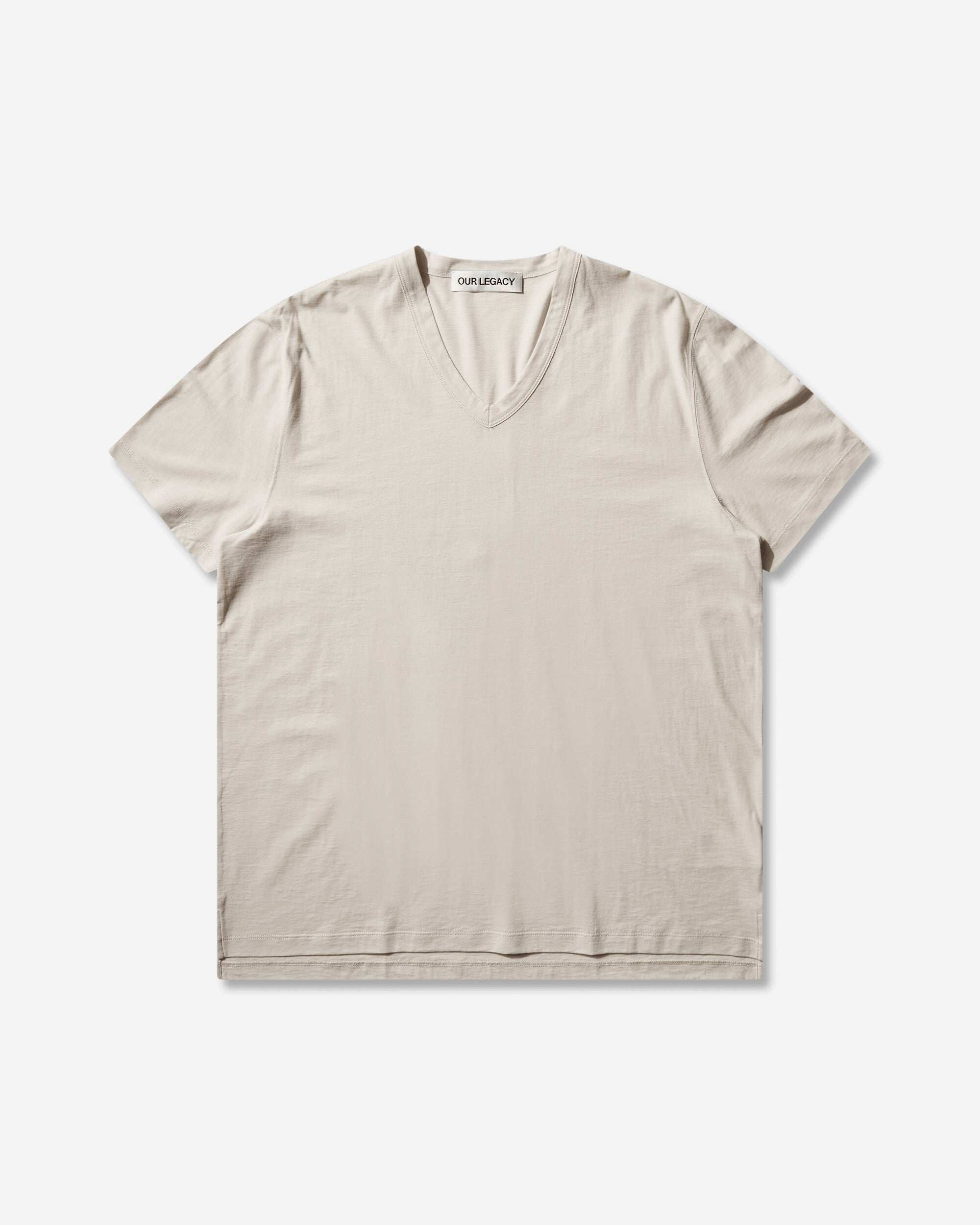 Our Legacy Gorge V-Neck Cream High Twist Jersey T-Shirts Shortsleeve M2266GC 001