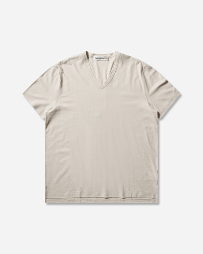 Our Legacy Gorge V-Neck Cream High Twist Jersey T-Shirts Shortsleeve M2266GC 001