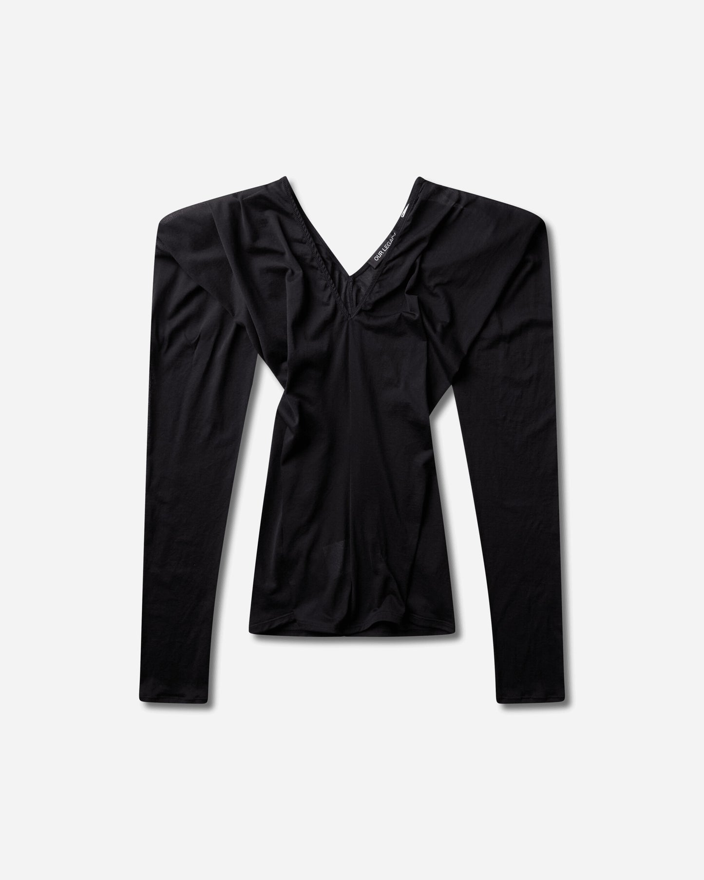 Our Legacy Wmns Cheer V Neck Black Stocking Jersey T-Shirts Top W4266CBS 001