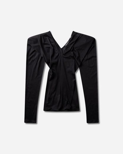Our Legacy Wmns Cheer V Neck Black Stocking Jersey T-Shirts Top W4266CBS 001