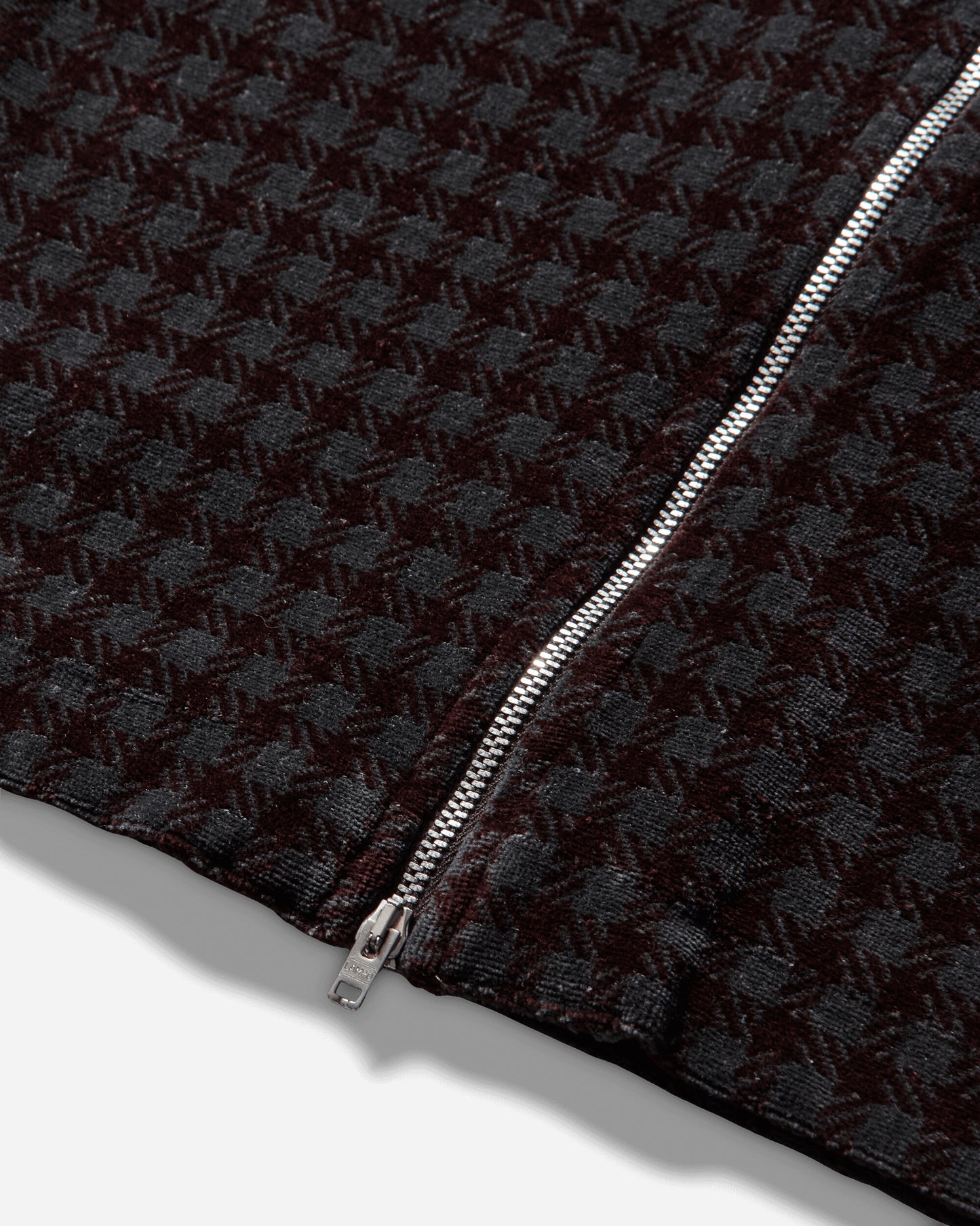 Our Legacy Wmns Slim Zip Longsleeve Merlot Houndini Check Velour Sweatshirts Track Tops W2266SMH 001