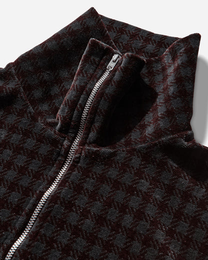 Our Legacy Wmns Slim Zip Longsleeve Merlot Houndini Check Velour Sweatshirts Track Tops W2266SMH 001