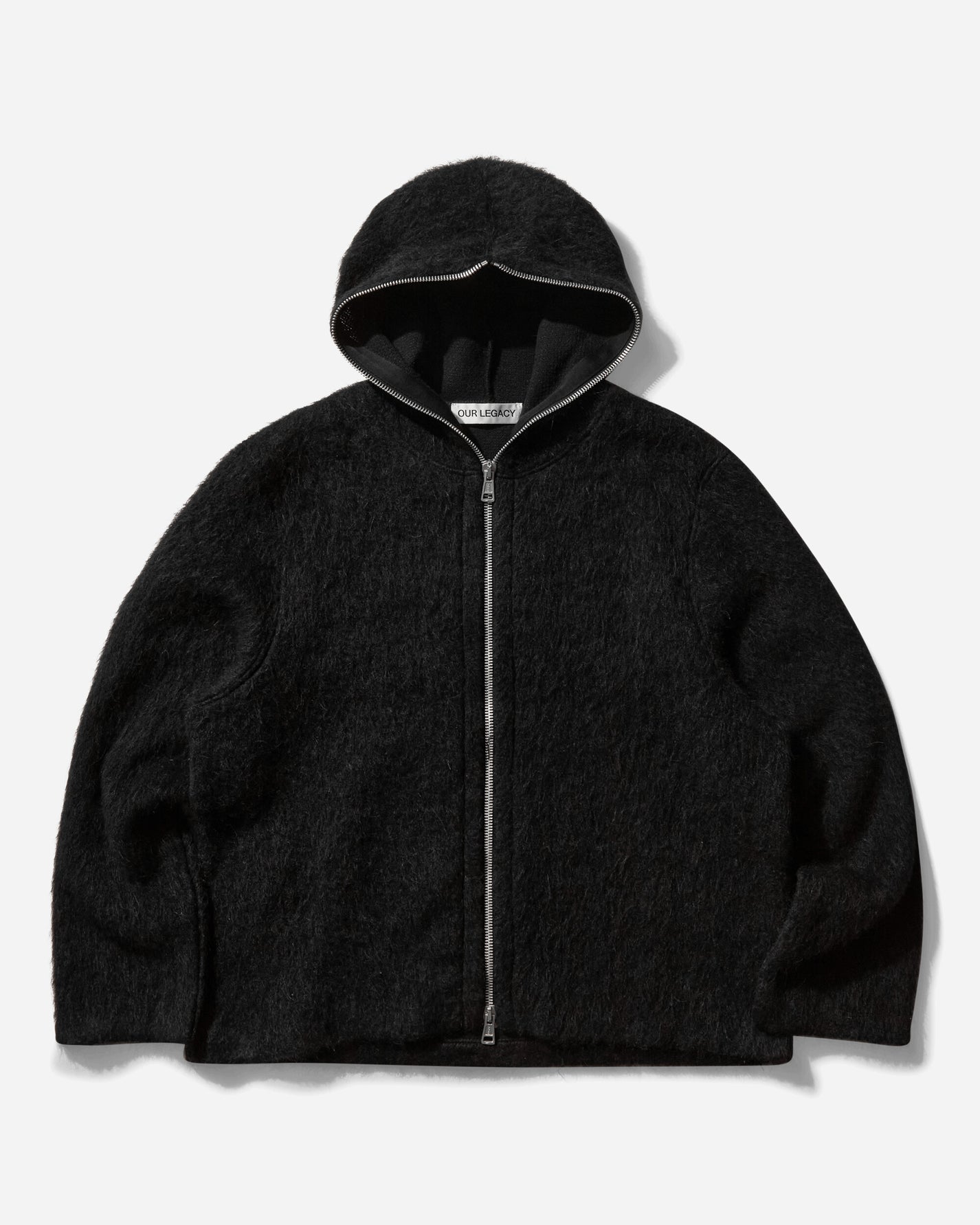 Our Legacy Full Zip Hood Black Hairy Wool Sweatshirts Zip-Ups M4243FBH 001