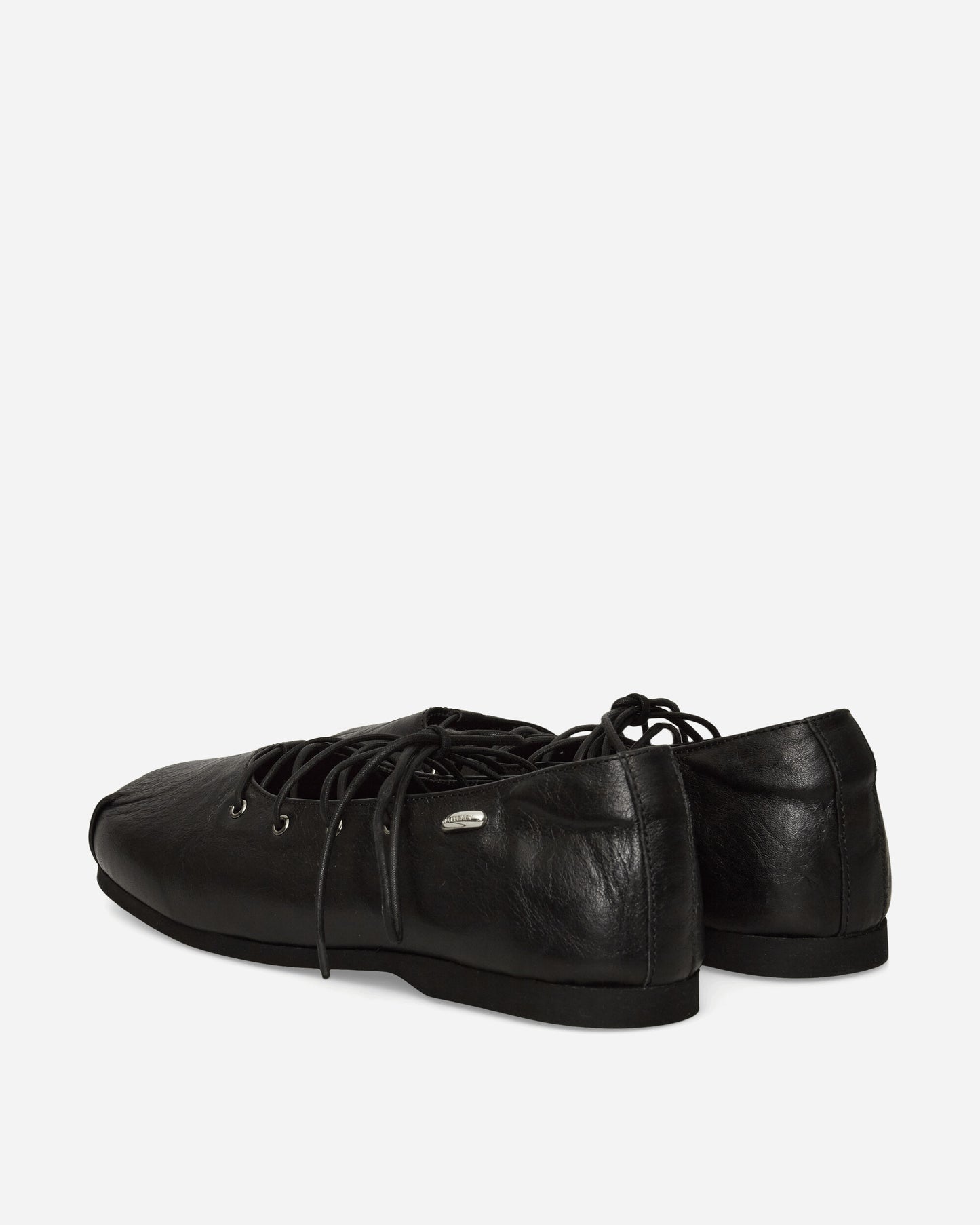 Our Legacy Laced Slip In Malleable Black Bull Hide Classic Shoes Flat Shoes A4247LMB 001