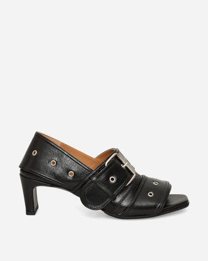 Our Legacy Wmns 4 Cm Belt Sandal True Dye Black Leather Sandals and Slides Heels A4267BT 001