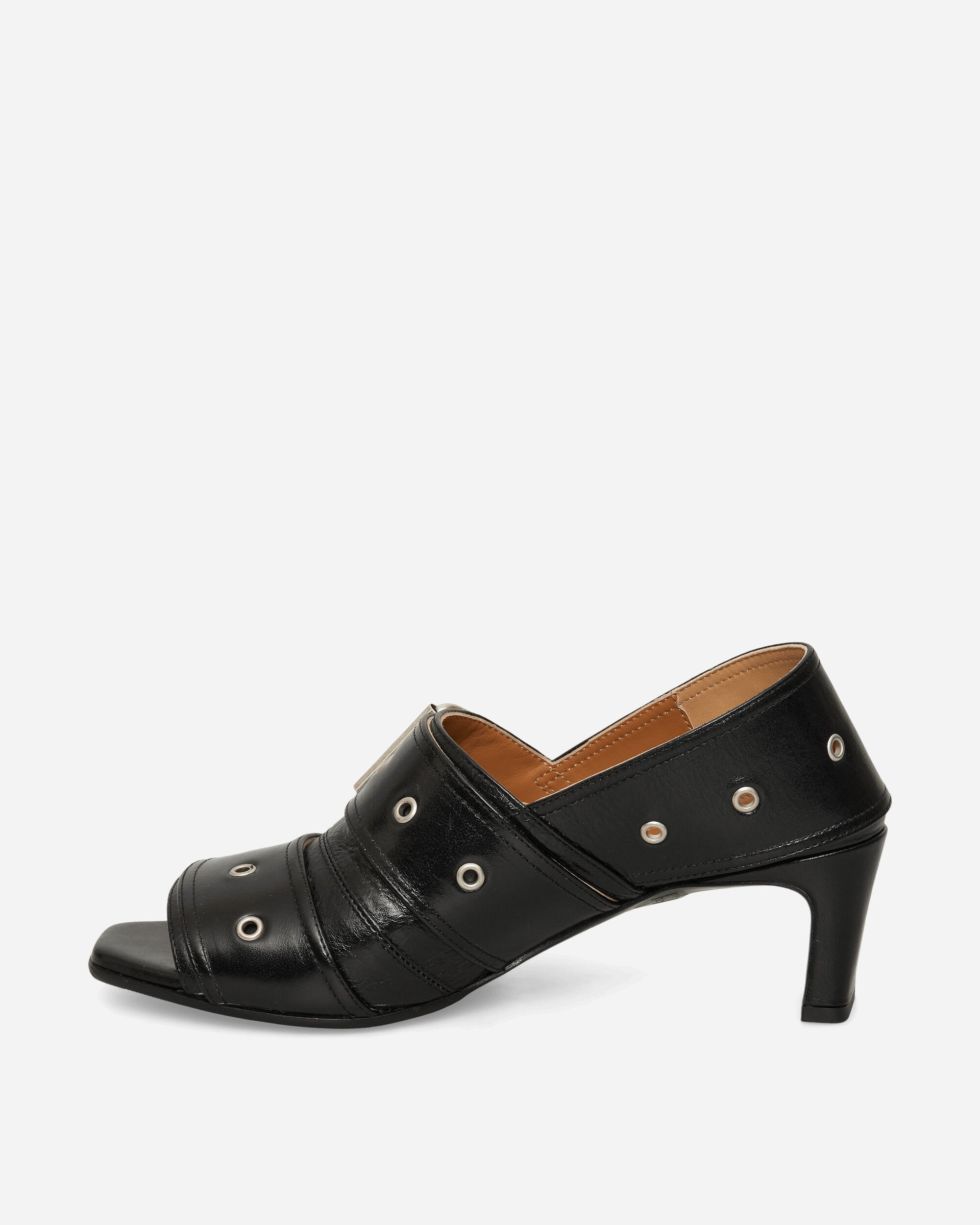 Our Legacy Wmns 4 Cm Belt Sandal True Dye Black Leather Sandals and Slides Heels A4267BT 001