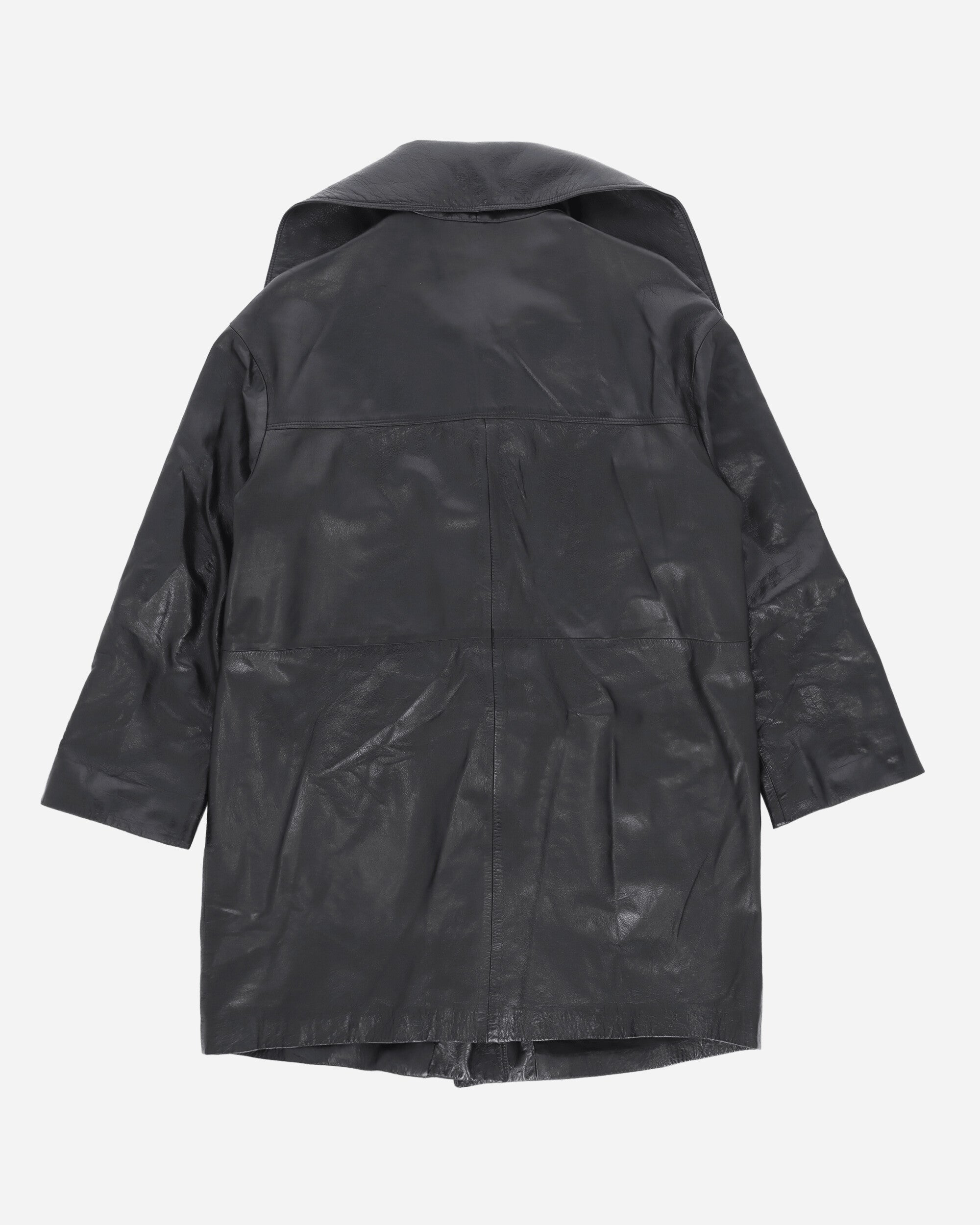 Pezze Vintage Wmns Gai Mattiolo Leather Single Line Trench Black Coats and Jackets Leather Jackets 057249 1