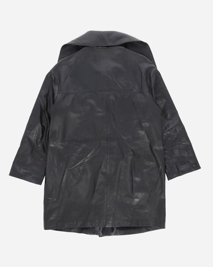 Pezze Vintage Wmns Gai Mattiolo Leather Single Line Trench Black Coats and Jackets Leather Jackets 057249 1