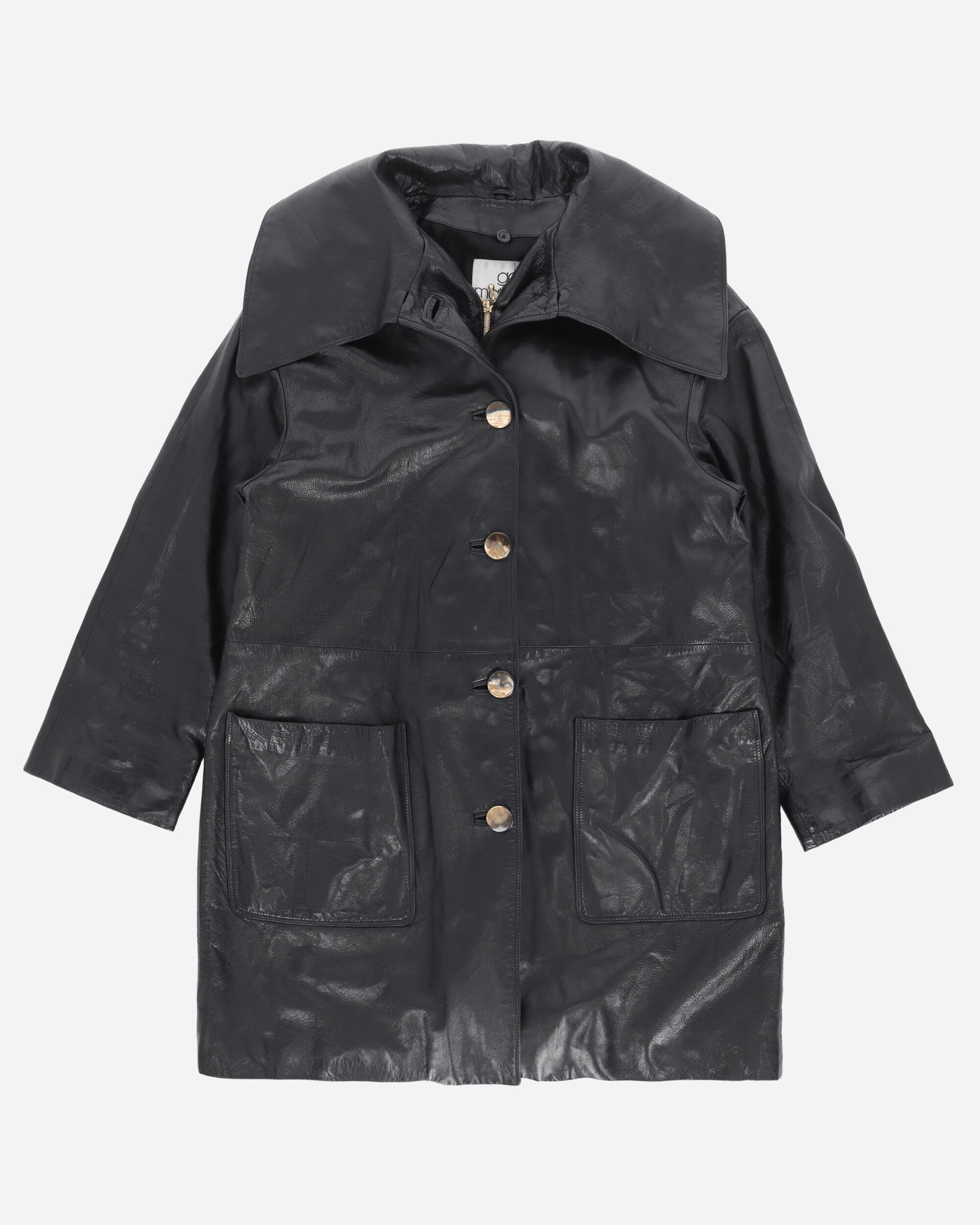 Pezze Vintage Wmns Gai Mattiolo Leather Single Line Trench Black Coats and Jackets Leather Jackets 057249 1