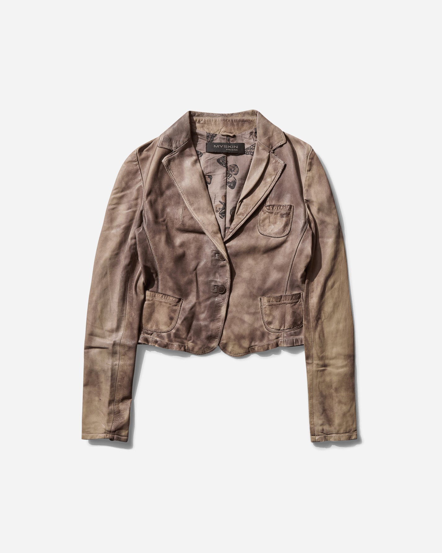 Pezze Vintage Wmns Myskin Faded Leather Blazer Brown Coats and Jackets Leather Jackets 0572412 1