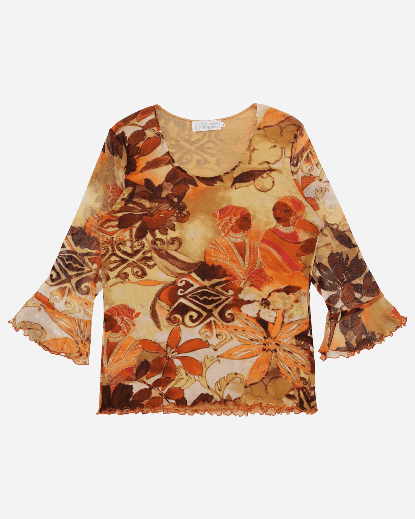 Pezze Vintage Wmns Rosanna Pellegrini Mesh Printed Top Black T-Shirts Longsleeve 0172419 1