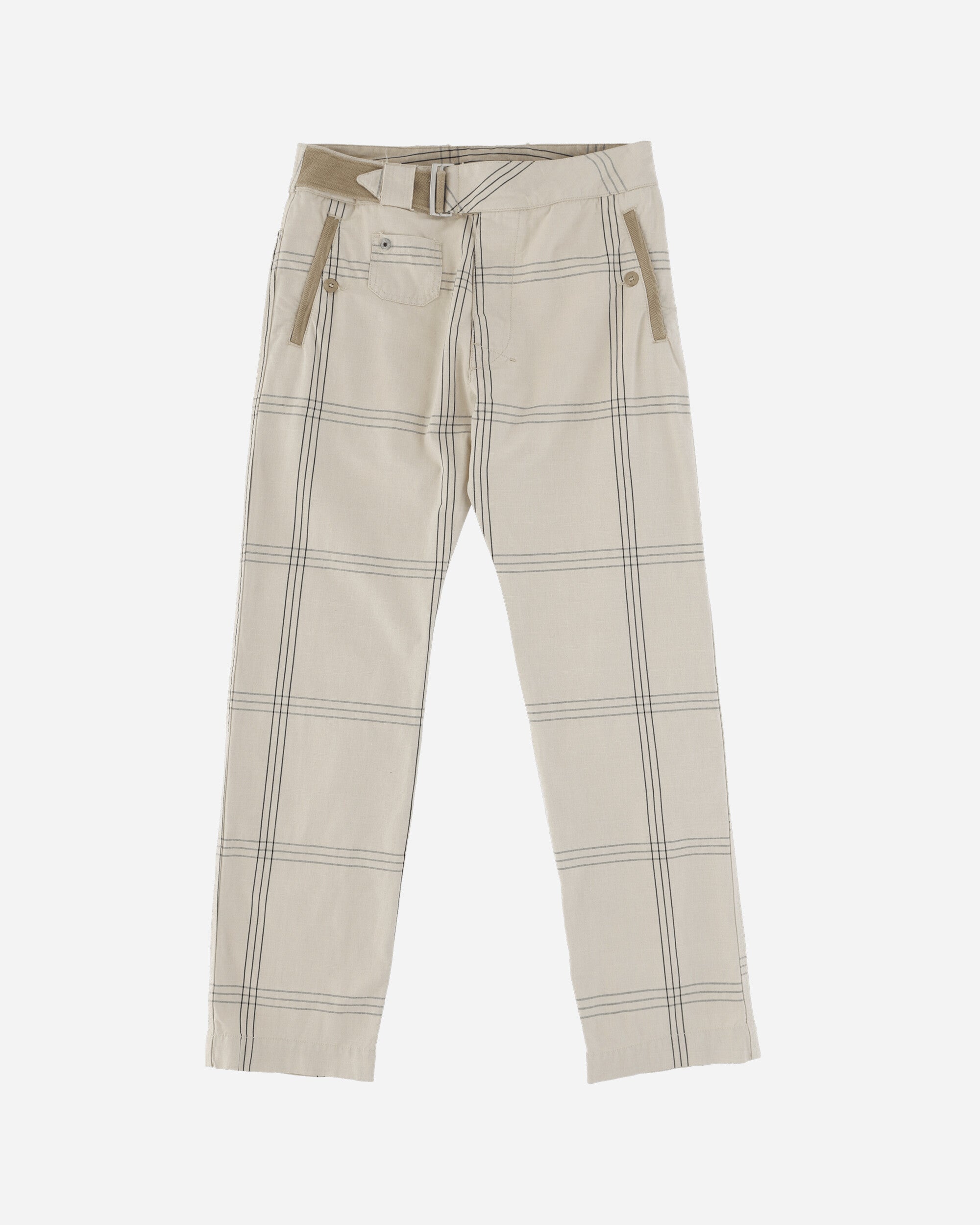 Pezze Vintage Diesel Deadstock Checked Beige Trousers With Belt White Pants Trousers 572422 1