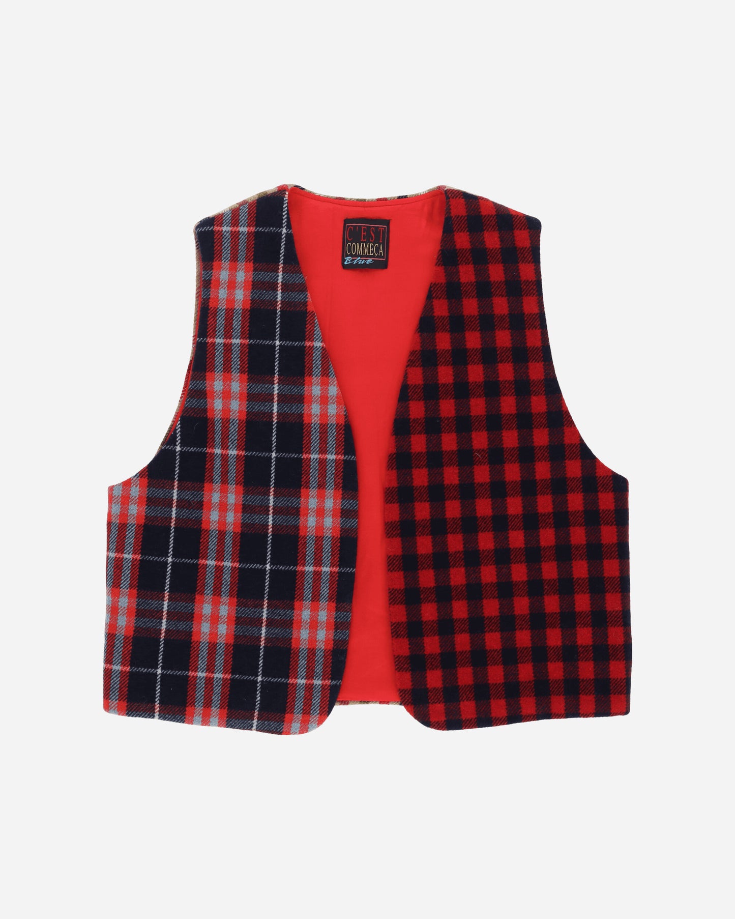 Pezze Vintage Checked Wool Waistcoat Red Coats and Jackets Vests 472416 1