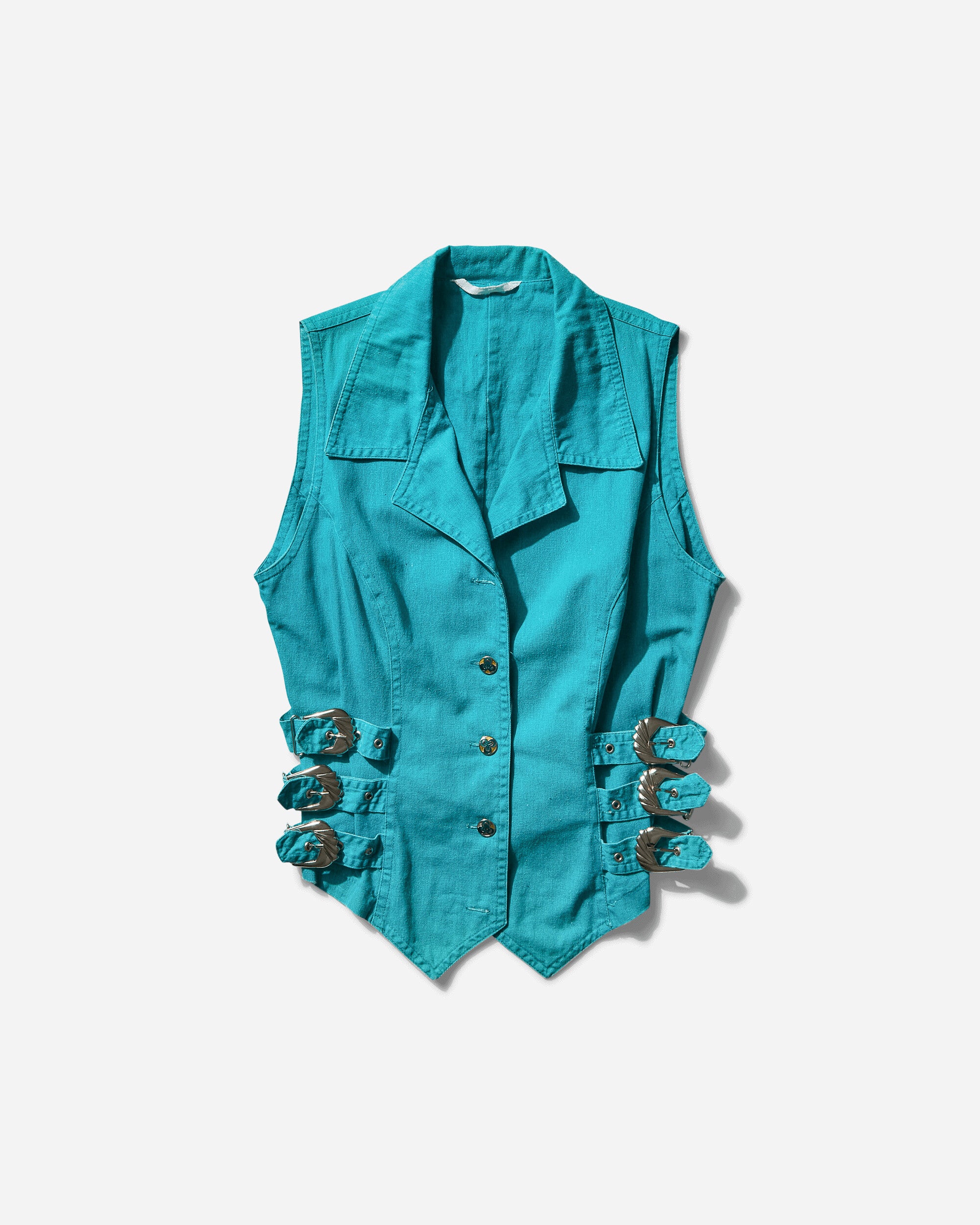 Pezze Vintage Wmns Top Vest With Buckles On The Sides Blue Coats and Jackets Vests 0172422 1