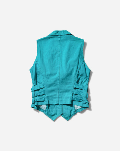 Pezze Vintage Wmns Top Vest With Buckles On The Sides Blue Coats and Jackets Vests 0172422 1