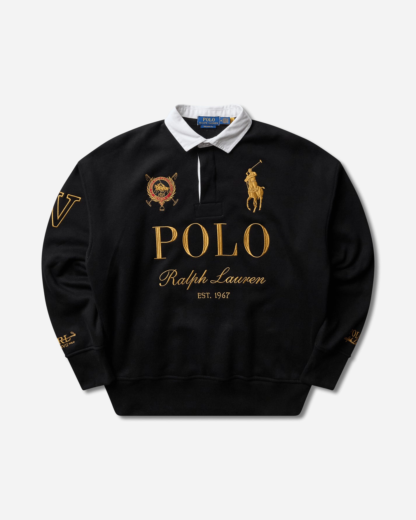 Polo Ralph Lauren Knit Rugby Sweatshirt Polo Black T-Shirts Polo 710B28609001 POLOBLACK