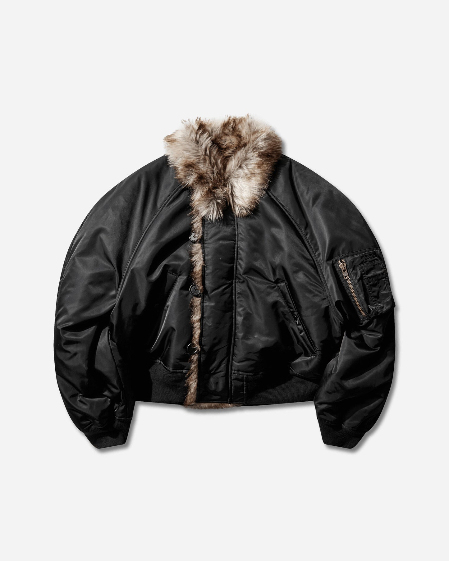 Protocol Index Exaggerated Shoulder Fur N2B Jacket Black Coats and Jackets Bomber Jackets PI25AWMO01 BLACK