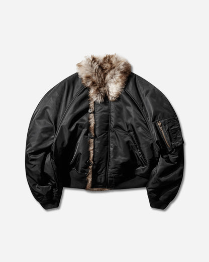 Protocol Index Exaggerated Shoulder Fur N2B Jacket Black Coats and Jackets Bomber Jackets PI25AWMO01 BLACK