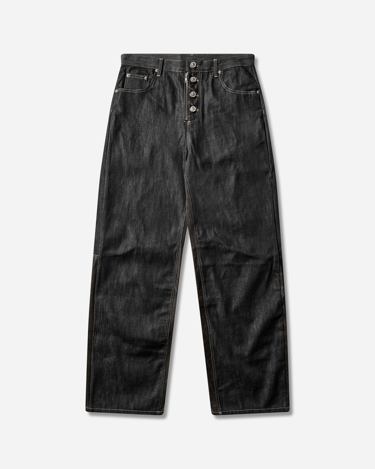 Protocol Index Paneled Hybrid Denim Pants Leather Pants Denim PI25AWMB04 LEATHER