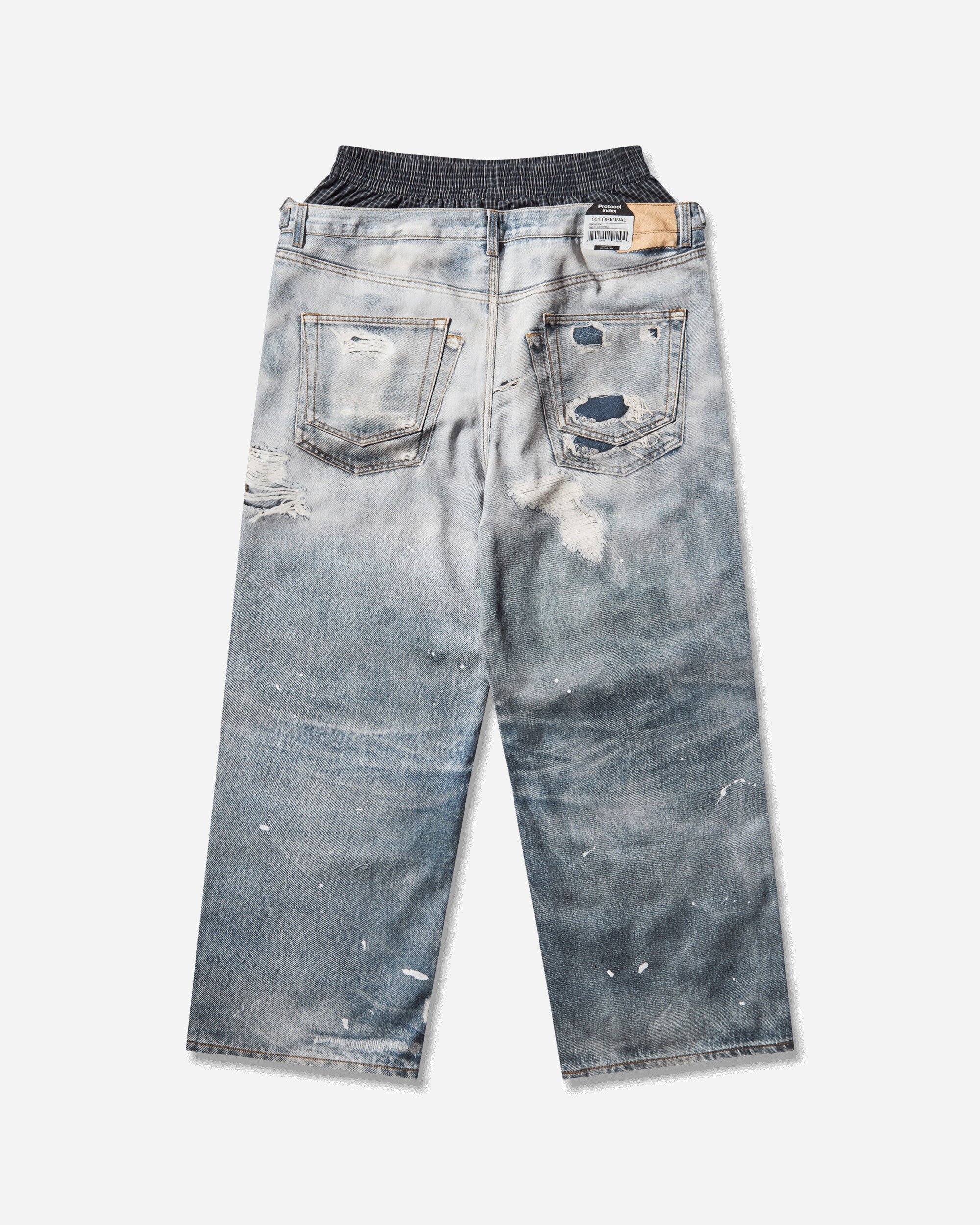 Protocol Index Trompe L Oeil Layered Pants Blue Pants Denim PI25AWMB08 BLUE