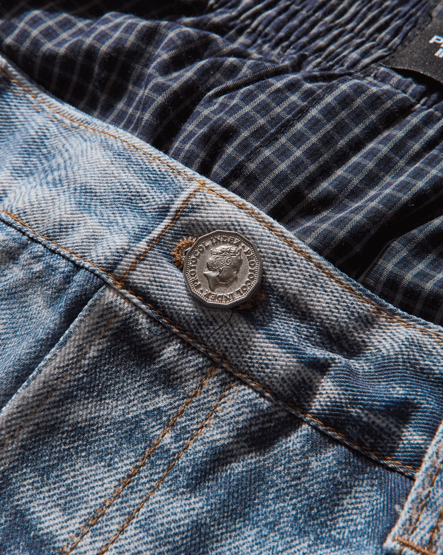 Protocol Index Trompe L Oeil Layered Pants Blue Pants Denim PI25AWMB08 BLUE