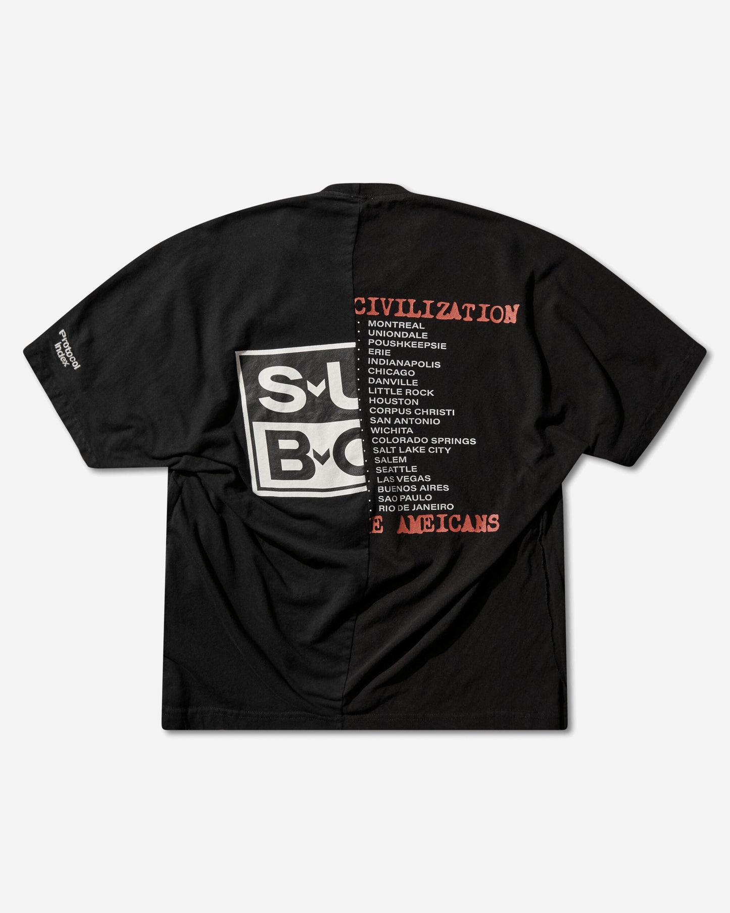 Protocol Index Fake Shoulder Seam T Shirts Black T-Shirts Shortsleeve PI26SSMT04 BLACK