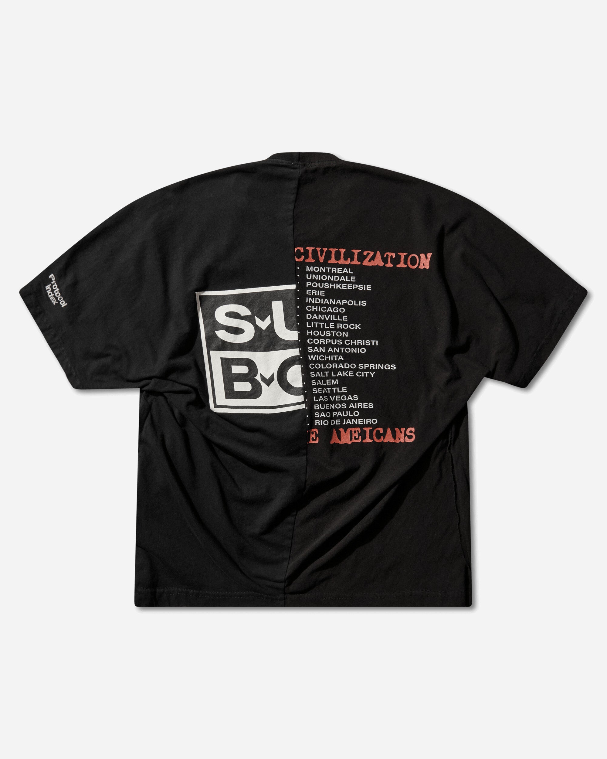 Protocol Index Fake Shoulder Seam T Shirts Black T-Shirts Shortsleeve PI26SSMT04 BLACK