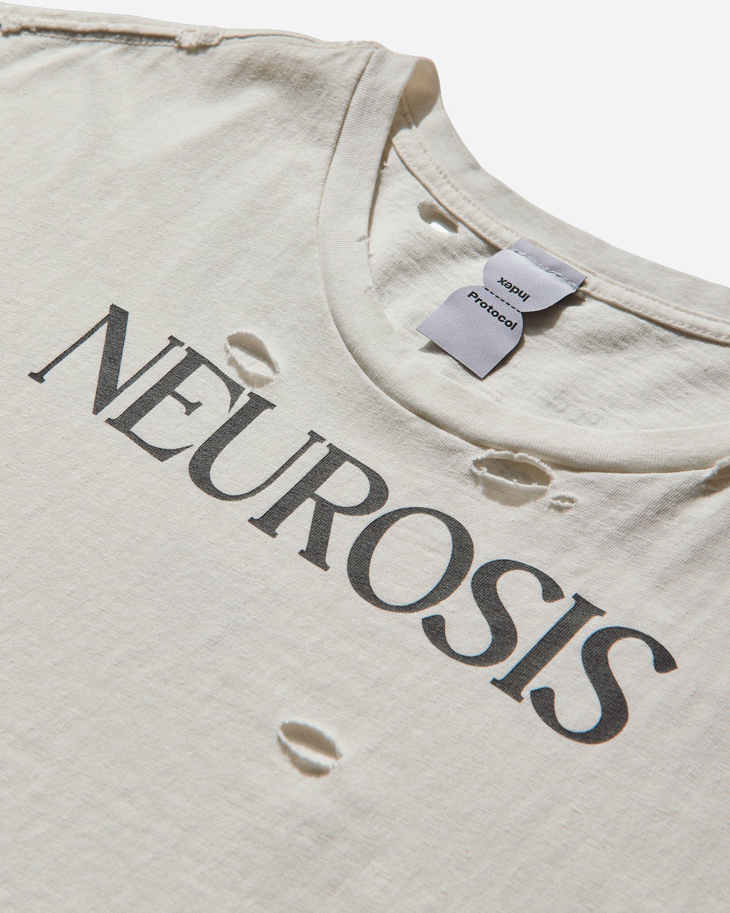 Protocol Index Nuerosis Distressed T Shirt White T-Shirts Shortsleeve PI25AWMT03 WHITE