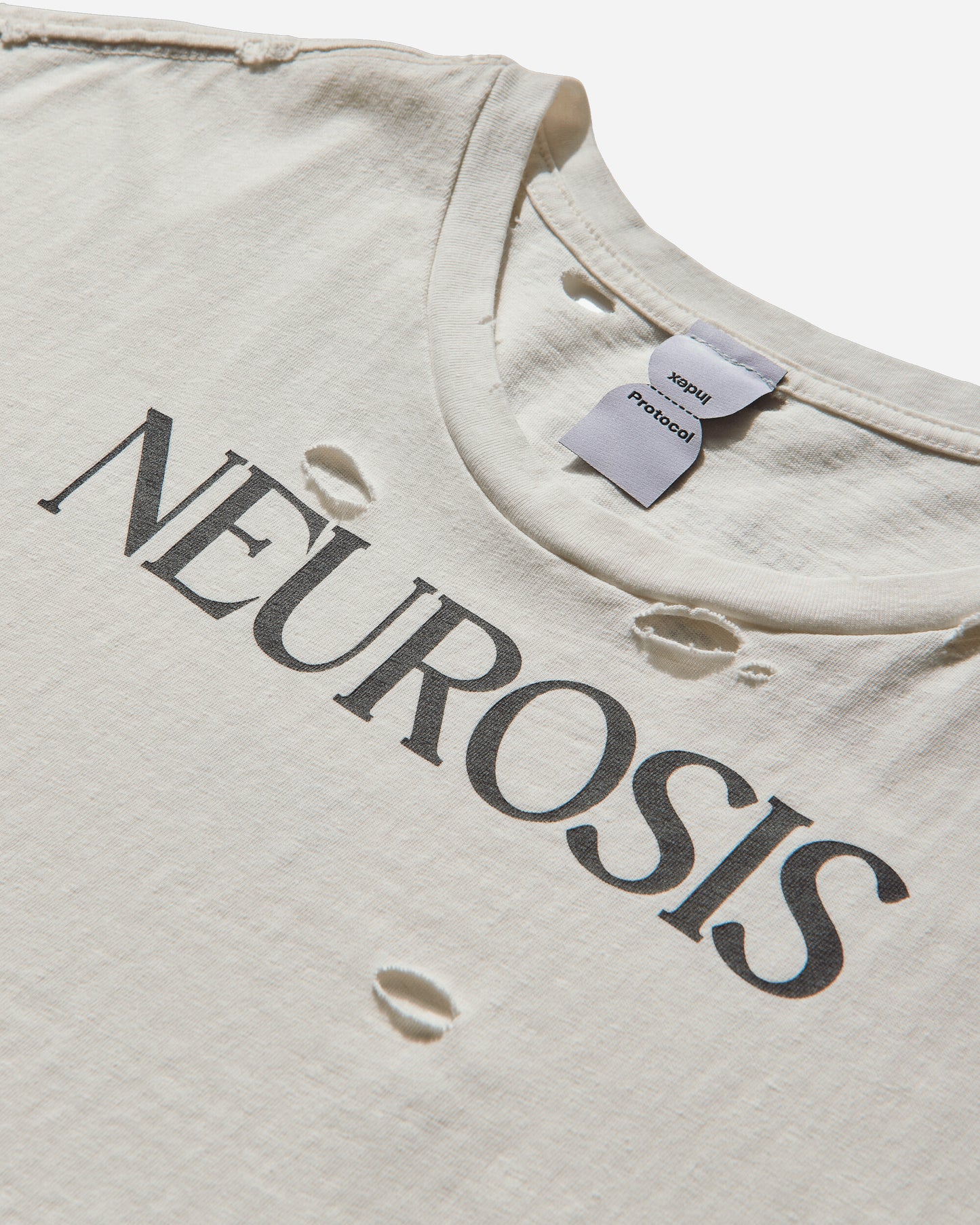Protocol Index Nuerosis Distressed T Shirt White T-Shirts Shortsleeve PI25AWMT03 WHITE