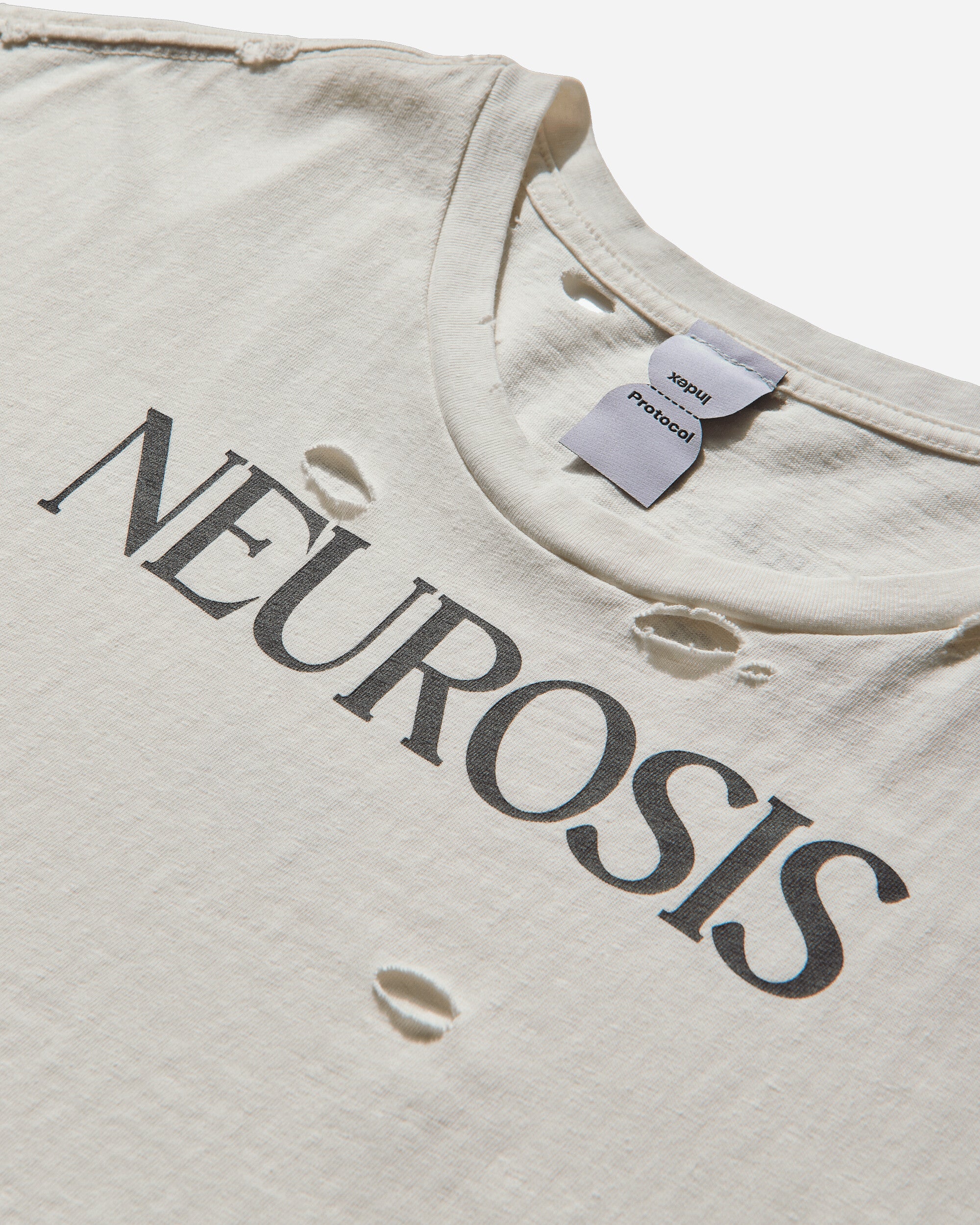Protocol Index Nuerosis Distressed T Shirt White T-Shirts Shortsleeve PI25AWMT03 WHITE