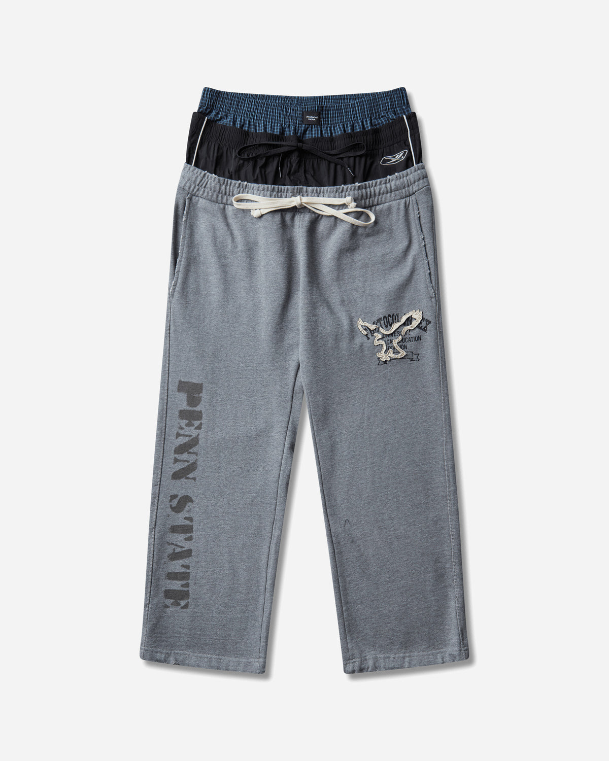 Protocol Index Retro 3 Layered Sweatpants Melange Grey Pants Sweatpants PI26FWMB01 MELGREY