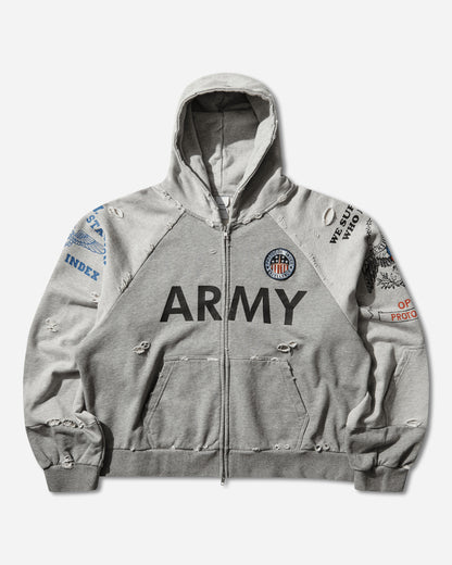 Protocol Index Reconstructed Zip Hoodie Melange Grey Sweatshirts Zip-Ups PI26SSMH05 GREY