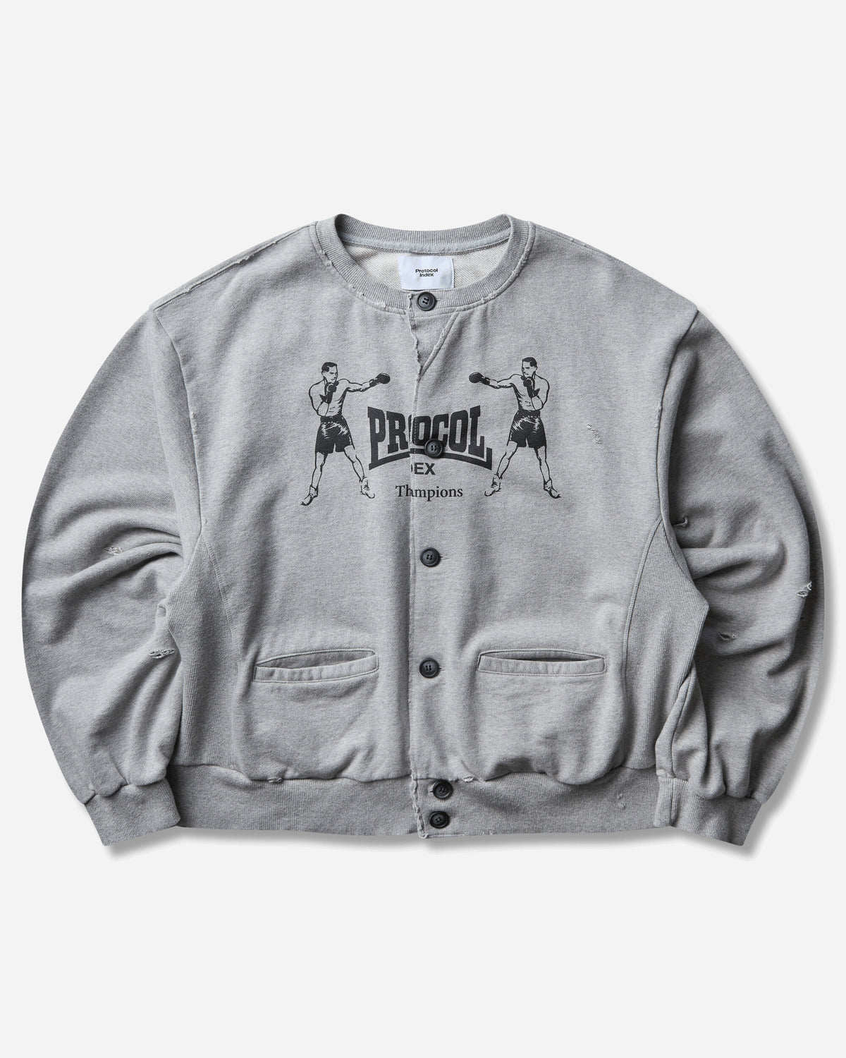 Protocol Index Sweatshirt Cardigan Melange Grey Sweatshirts Zip-Ups PI26FWMT06 MELGREY