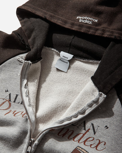 Protocol Index Tight Fit Reconstructed Zip Hoodie Black/Melange Grey Sweatshirts Zip-Ups PI26SSMH06 BLACK