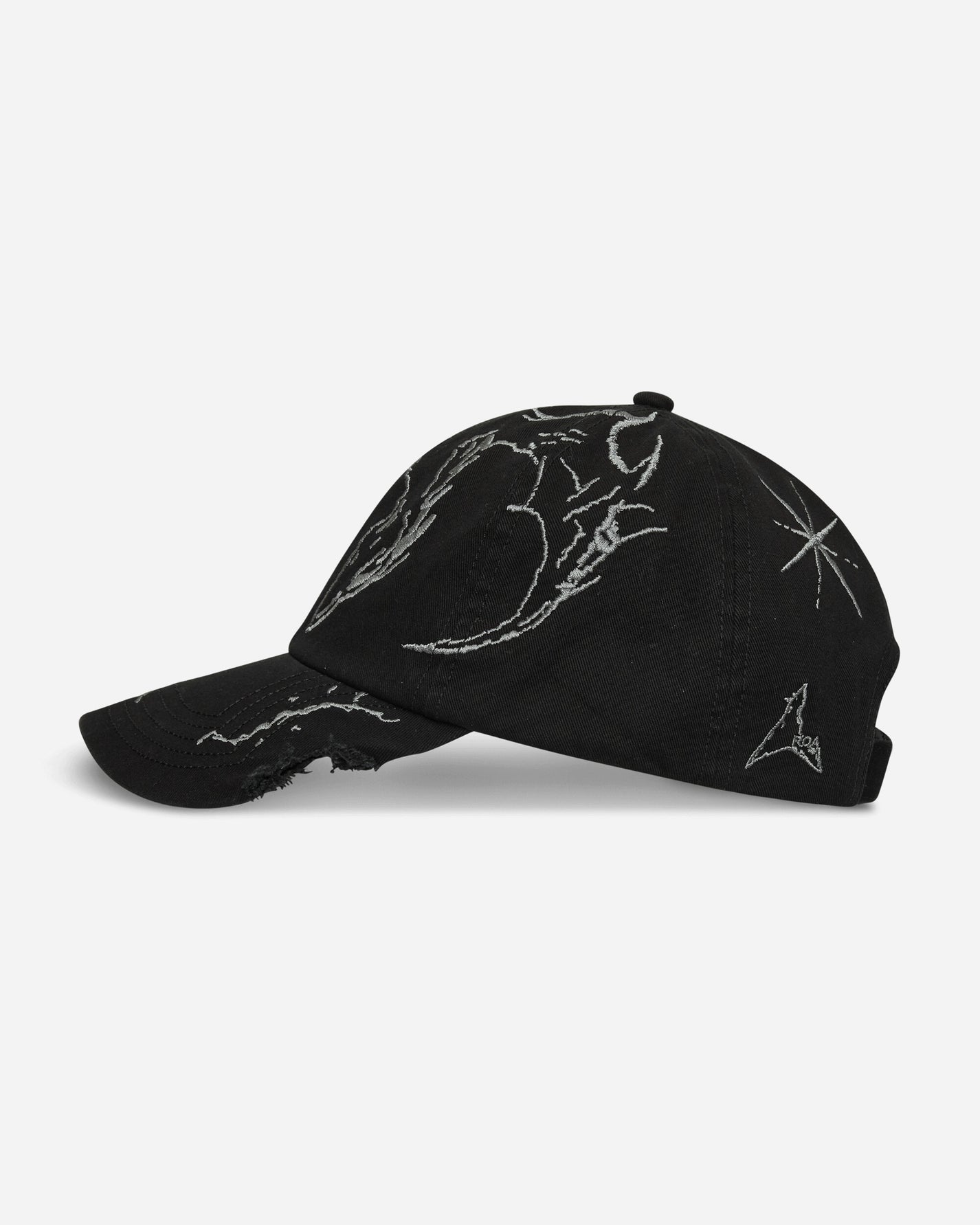 ROA Ryli Embriodered 6 Panel Cap Washed Black Hats Caps YBUW212FA07 BLK0020