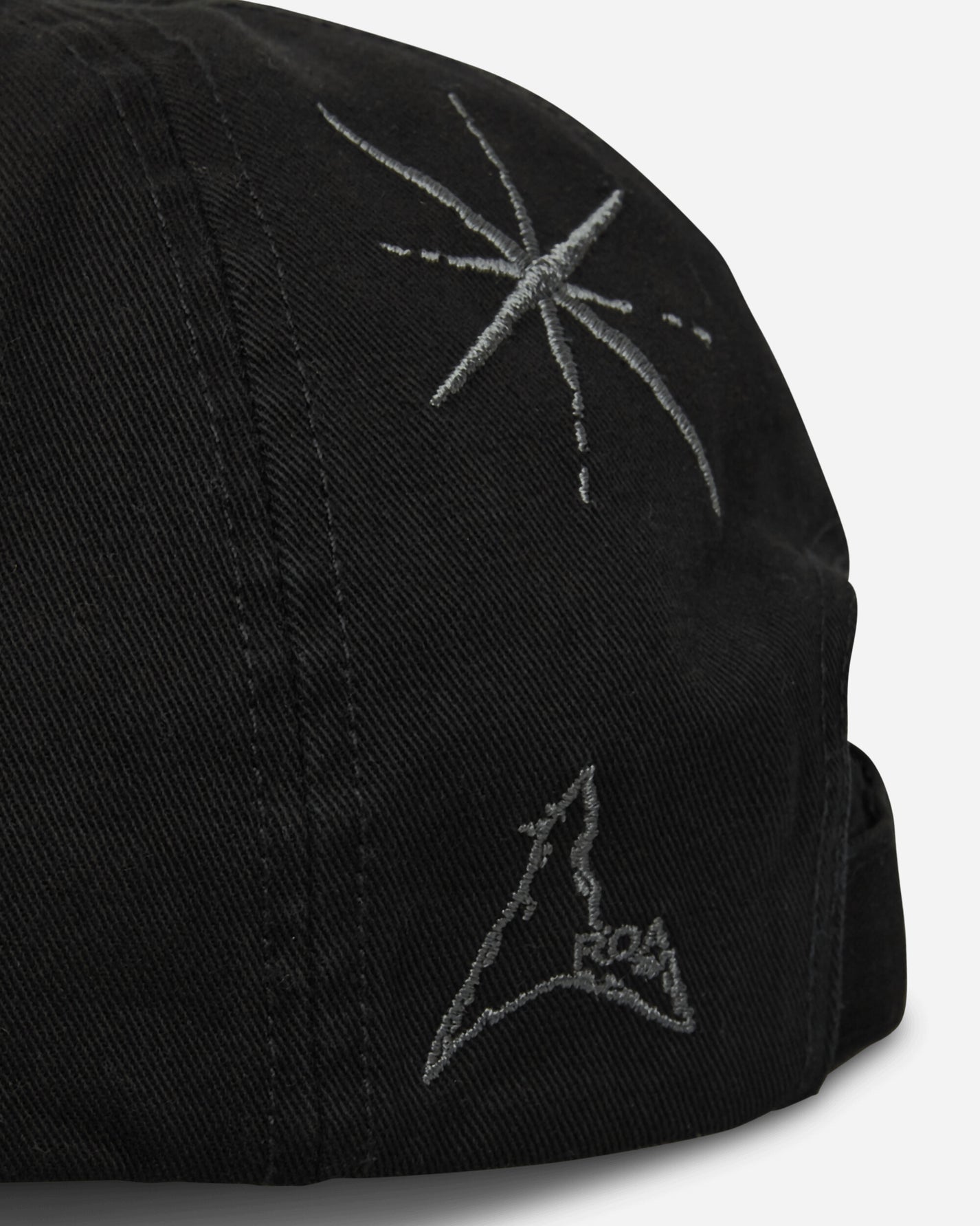 ROA Ryli Embriodered 6 Panel Cap Washed Black Hats Caps YBUW212FA07 BLK0020