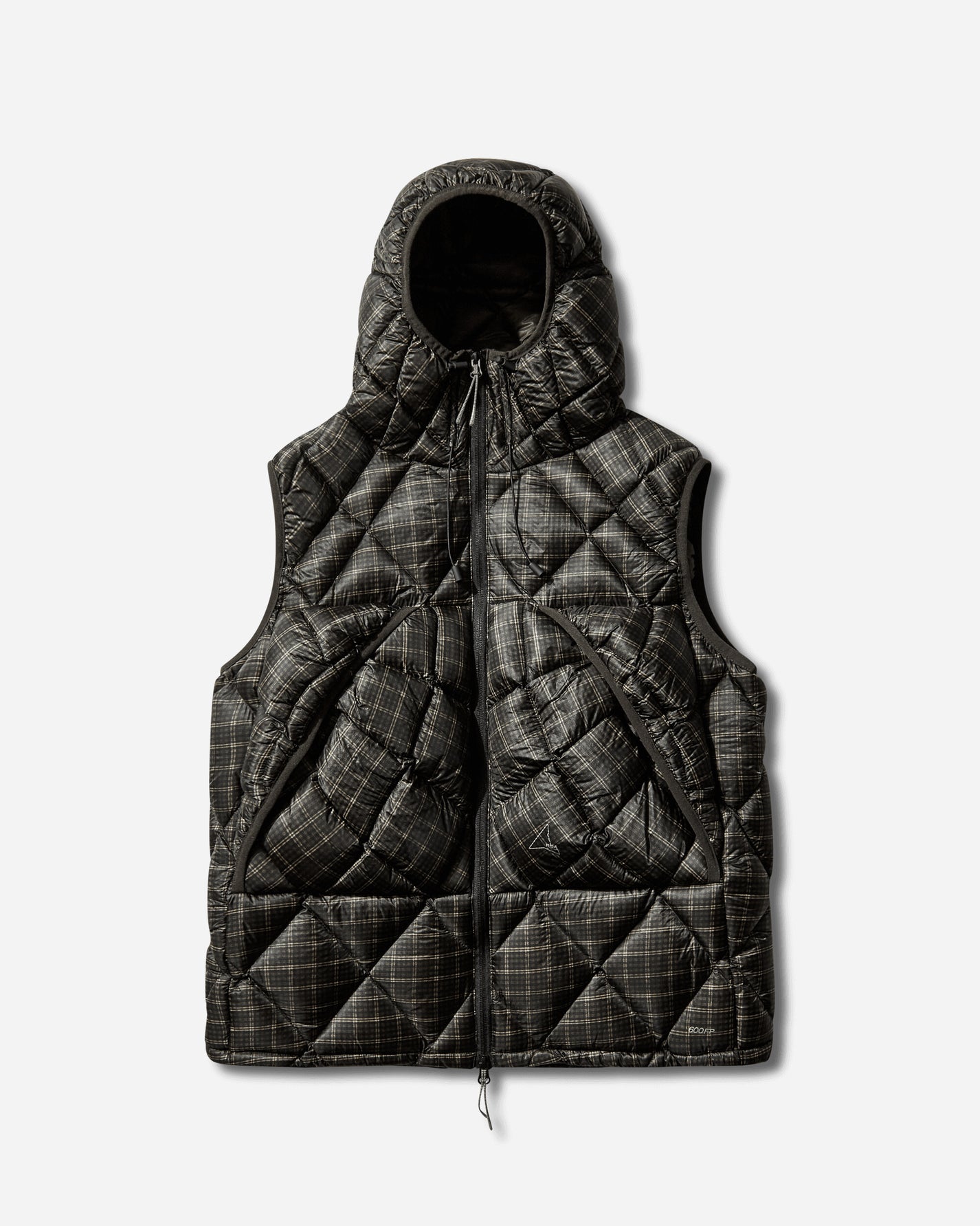 ROA Nuna 600 Fill Power Printed Check Hooded Down Vest Anthracite Coats and Jackets Down Jackets YBMW030FA27 ANT0001