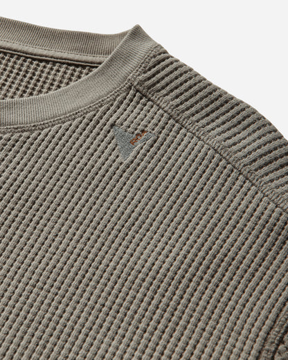 ROA Bee Sun Faded Organic Waffle Serafino Long Sleeve Grey Green Sweatshirts Hoodies YBMW035FA32 GRY0024