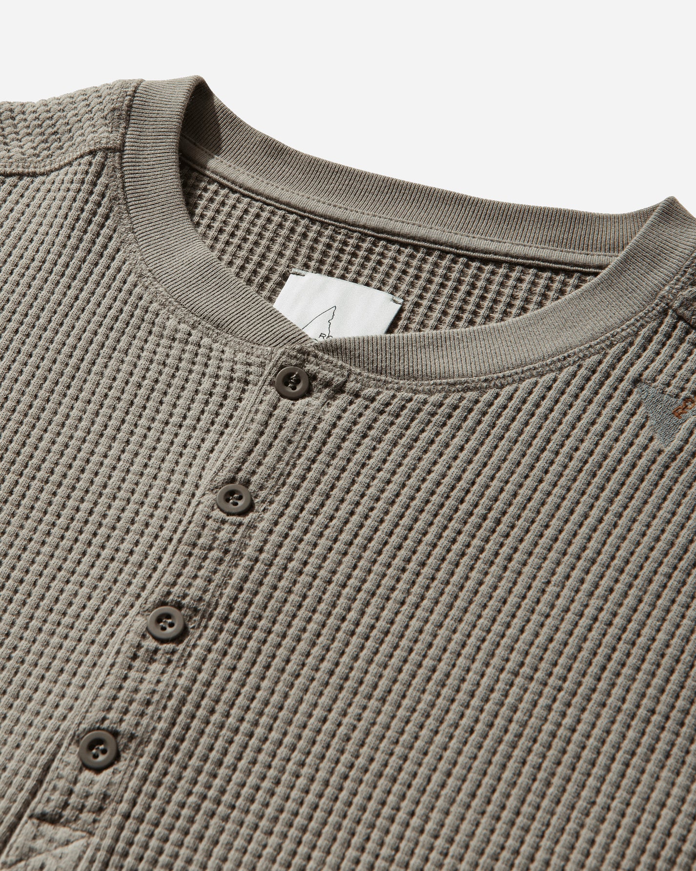 ROA Bee Sun Faded Organic Waffle Serafino Long Sleeve Grey Green Sweatshirts Hoodies YBMW035FA32 GRY0024