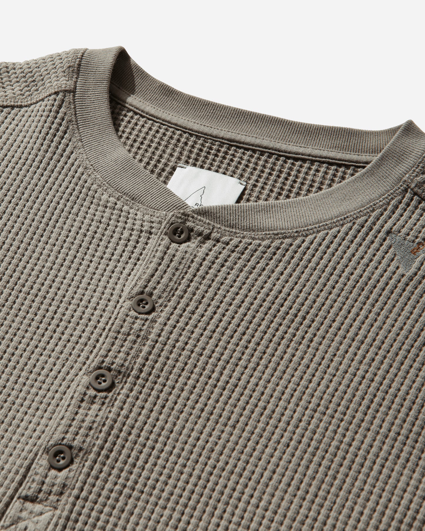 ROA Bee Sun Faded Organic Waffle Serafino Long Sleeve Grey Green Sweatshirts Hoodies YBMW035FA32 GRY0024