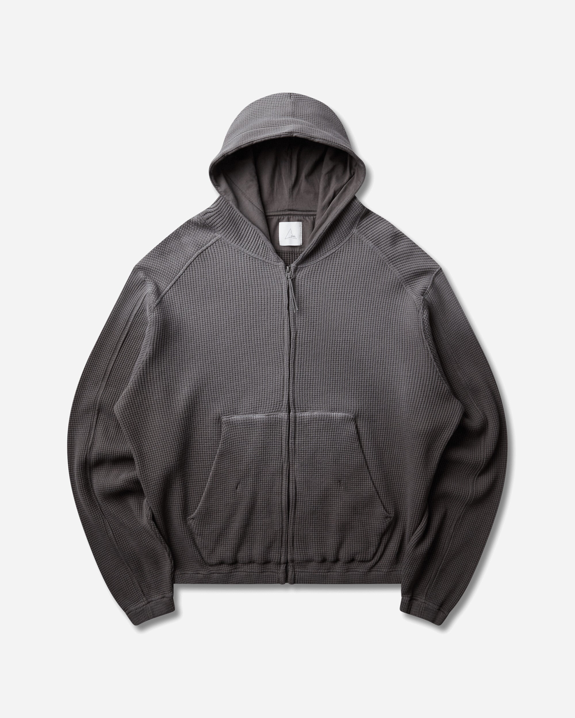 ROA Bee Sun Faded Organic Waffle Zip Up Hoodie Graphite Sweatshirts Hoodies YBMW034FA31 GRY0045