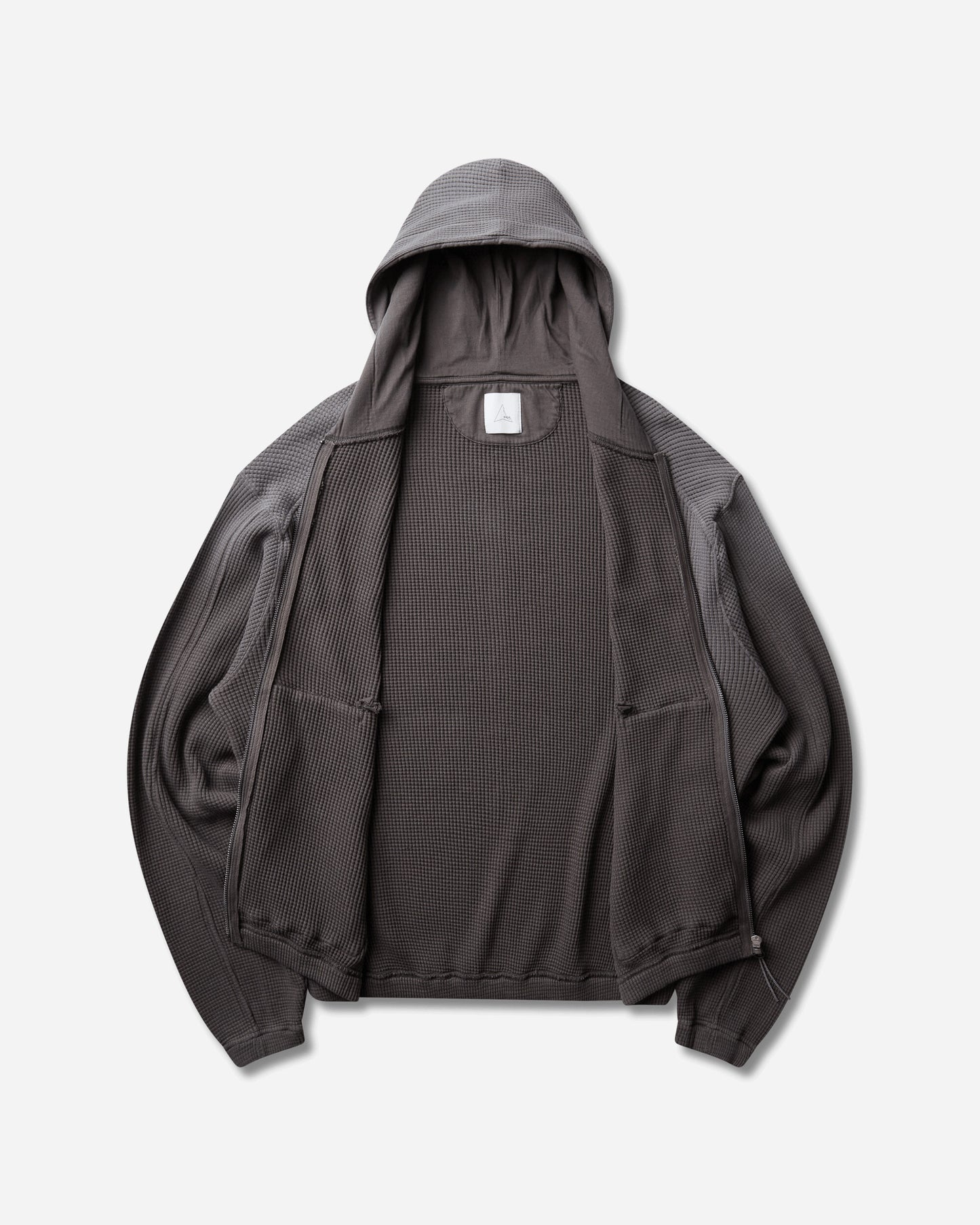 ROA Bee Sun Faded Organic Waffle Zip Up Hoodie Graphite Sweatshirts Hoodies YBMW034FA31 GRY0045