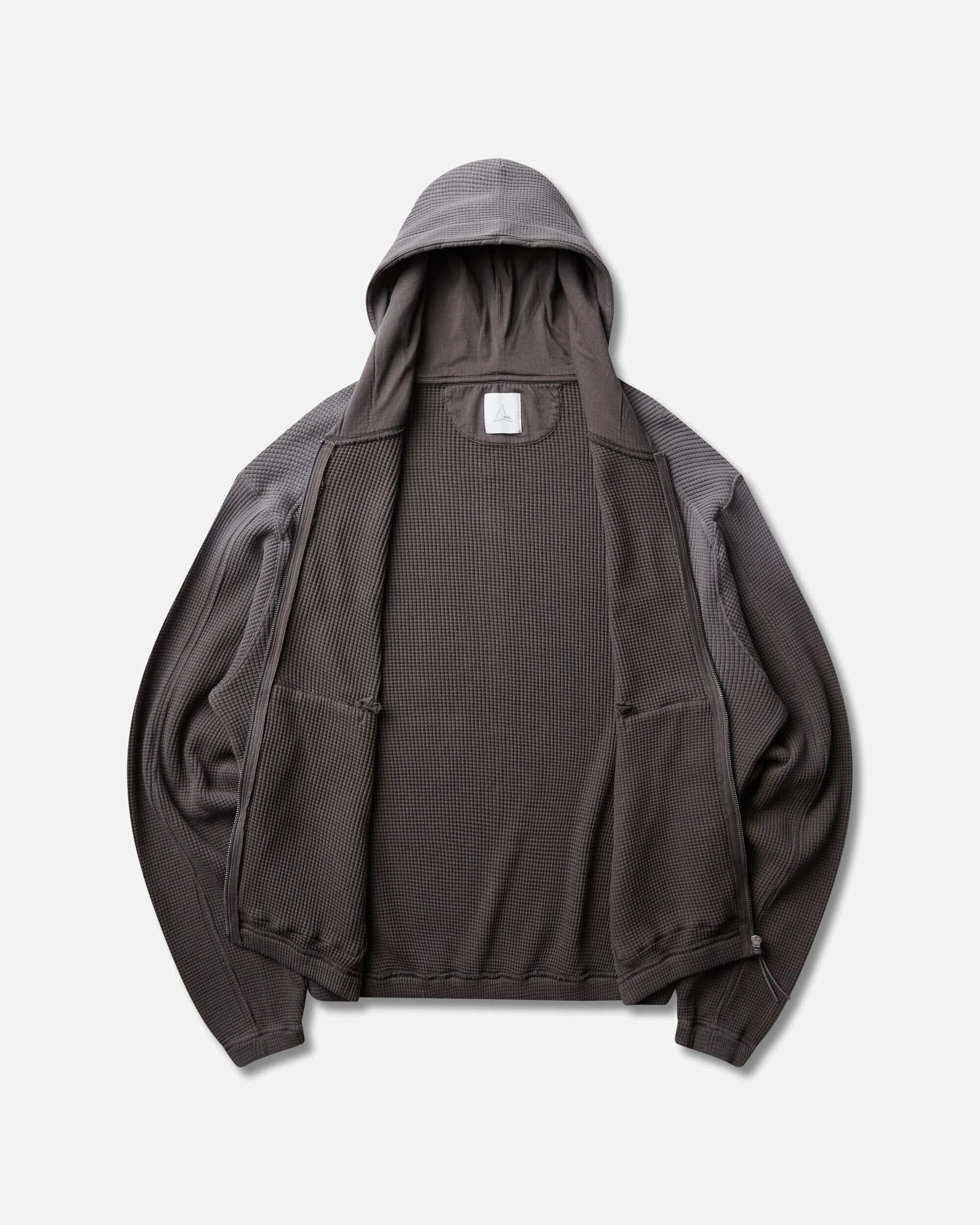 ROA Bee Sun Faded Organic Waffle Zip Up Hoodie Graphite Sweatshirts Hoodies YBMW034FA31 GRY0045