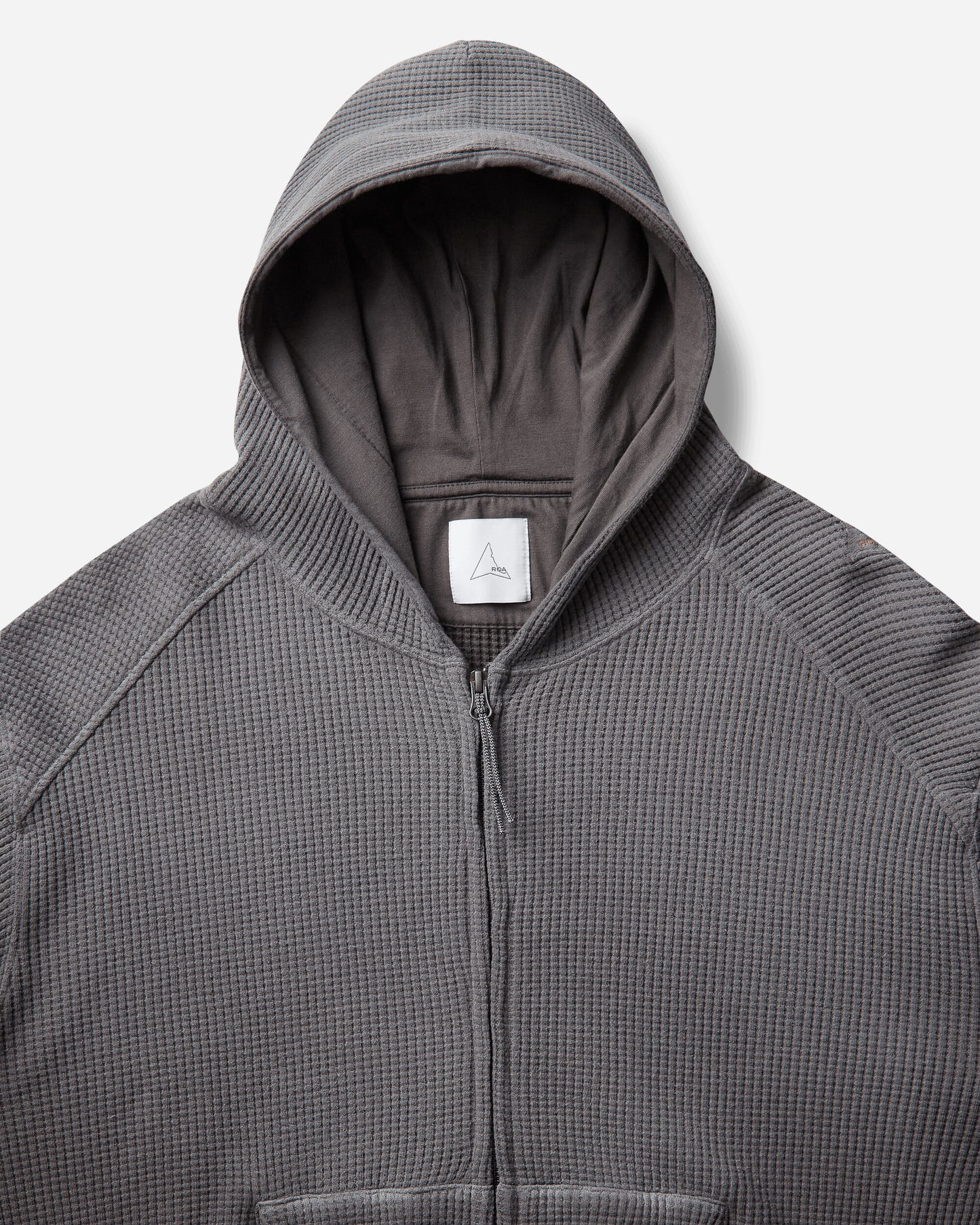 ROA Bee Sun Faded Organic Waffle Zip Up Hoodie Graphite Sweatshirts Hoodies YBMW034FA31 GRY0045