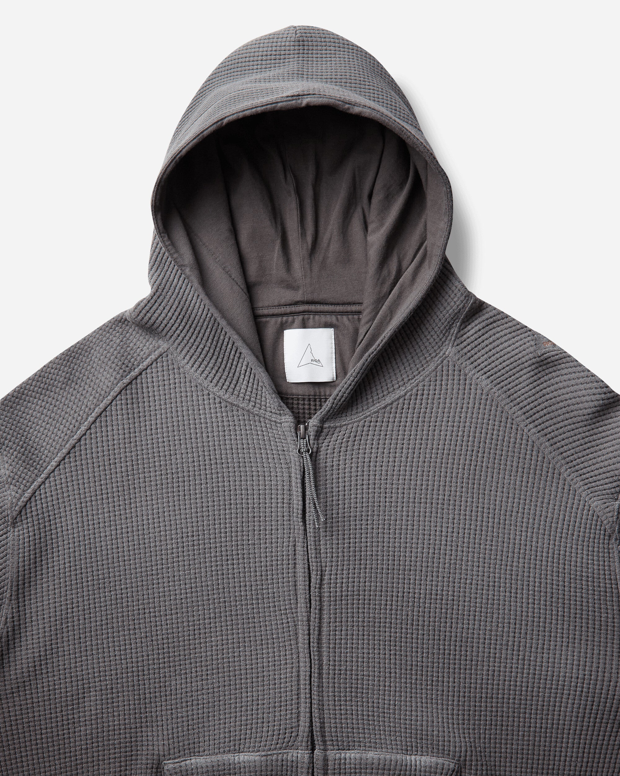 ROA Bee Sun Faded Organic Waffle Zip Up Hoodie Graphite Sweatshirts Hoodies YBMW034FA31 GRY0045