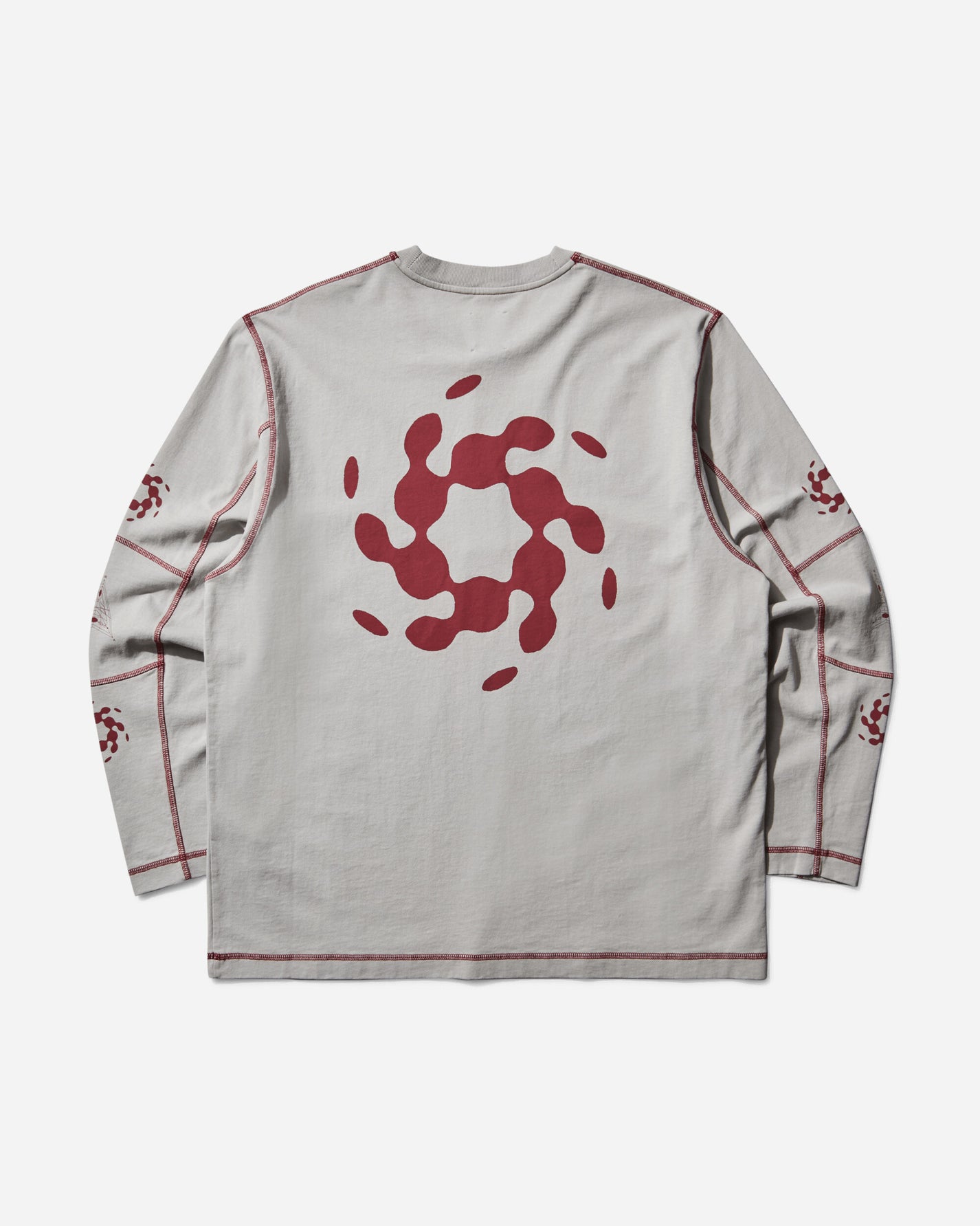 ROA Info Stitch Organic Long Sleeve Light Grey T-Shirts Longsleeve RBMW0543JY56 GRY0004