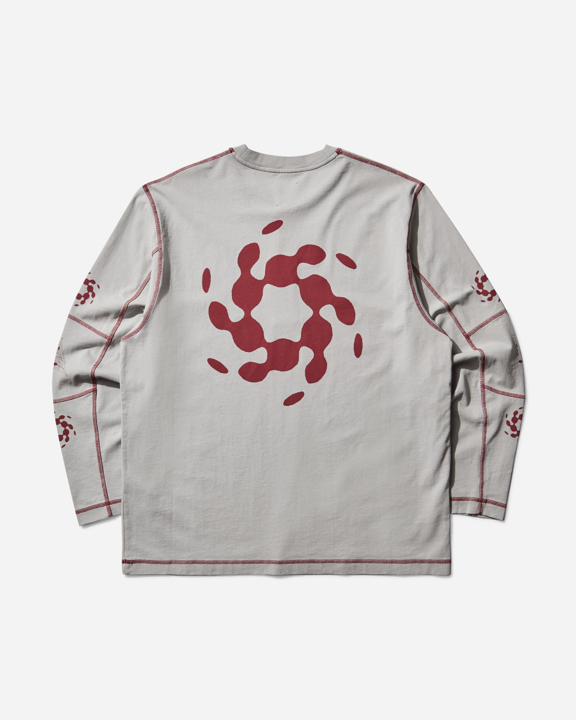 ROA Info Stitch Organic Long Sleeve Light Grey T-Shirts Longsleeve RBMW0543JY56 GRY0004