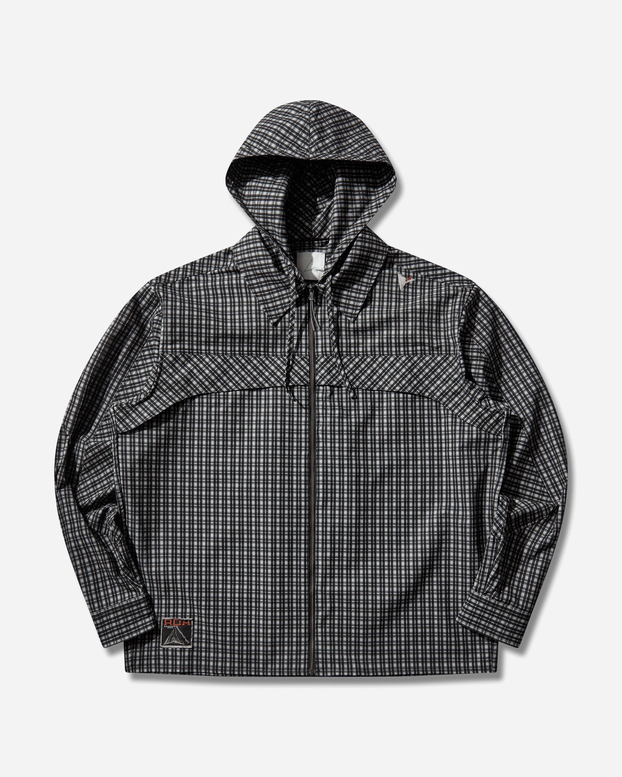 ROA Aair Floweave Printed Check Long Sleeve Hooded Shirt Anthracite Shirts Longsleeve Shirt YBMW016FA16 ANT0001