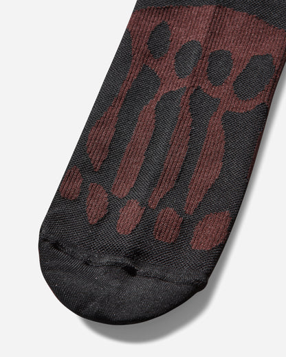 ROA Bones Logo Q-Skin Technical Socks Black Burgundy Underwear Socks YBUW005YA05 BLK0022