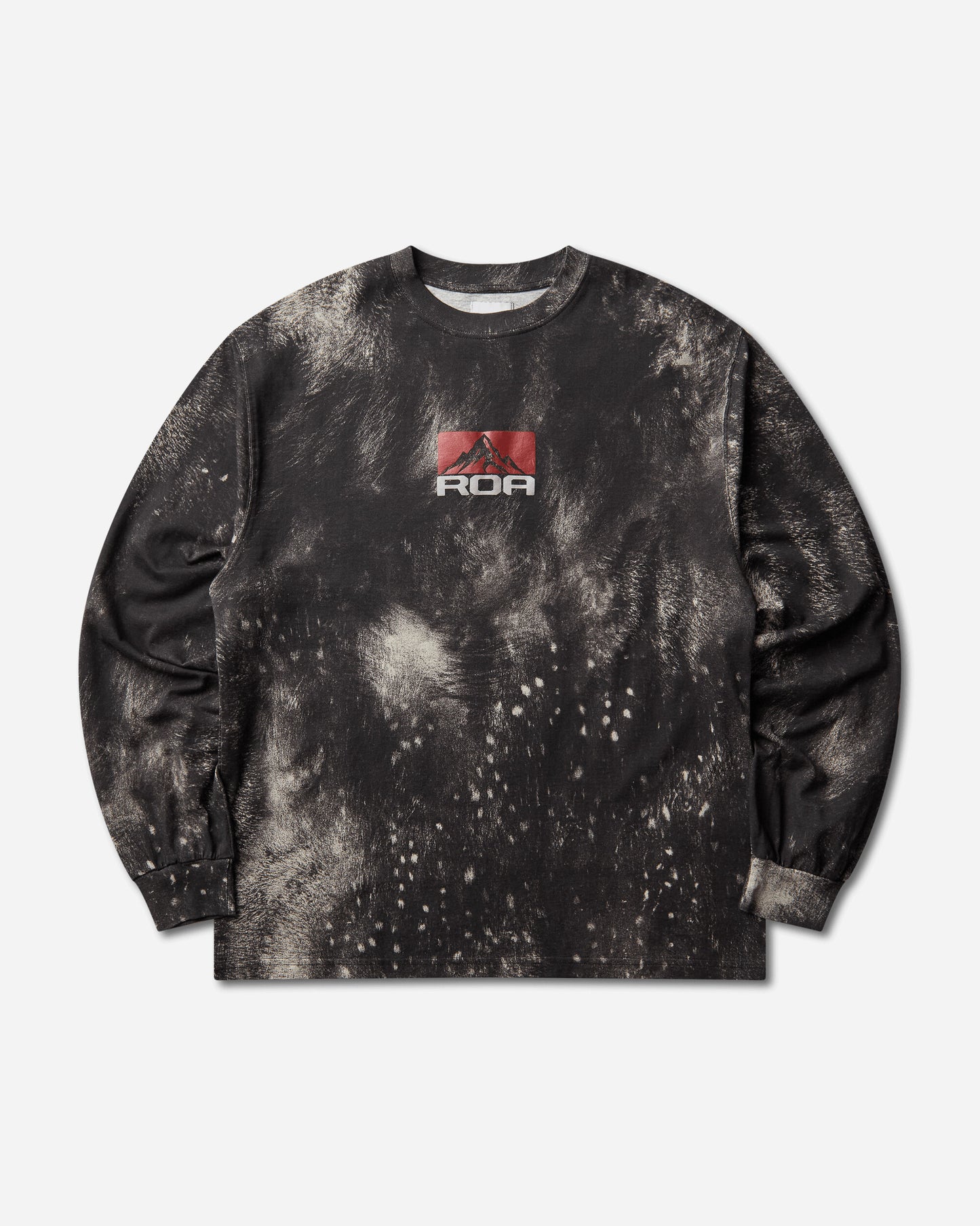 ROA Fuzzy Print Long Sleeve Fuzzy Brown T-Shirts Top YBUW051FA25 BRW0076